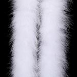 2 Yards Fluffy Marabou Feather Boa for Crafts Wedding Party Halloween Costume Christmas Tree Home Decoration 50 Grams (White)