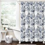 Lush Decor Botanical Garden Shower Curtain, 72" x 72", Navy & White