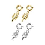 4 Pack Magnetic Necklace Clasps and Closures Magnetic Jewelry Clasps Connector Locking Magnetic Jewelry Clasp Converters for Jewelry Bracelet Necklace Making (2CM Gold&Silver)