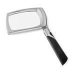 Carson LED Lighted 2.5X Power Rectangular Magnifier with Folding Collapsible Handle (MJ-30), Silver