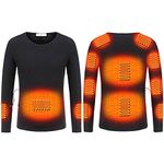 luoluoluo 2024 New Electric Heated Thermal Tops for Men Underwear Winter USB Charging Heated Body Warmer Long Sleeve T Shirts Sweatshirt Washable Base Layer Heating Blouse Insulated Compression Tops