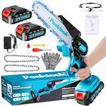 Mini Chainsaw-6 Inch Brushless Motor Cordless Chainsaw with 2 Battery & 2 Chains, Small Battery-Powered Electric Chain Saw with Safety Lock for Tree Trimming Gift for Men Dad Women Husband Father 2026