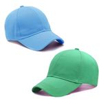 Cap for Men & Women with Adjustable Strap Casual Wear Baseball Cap for Adults for All Sports and Indoor Outdoor All Activities (Pack of 2) (SkyBlue Green)