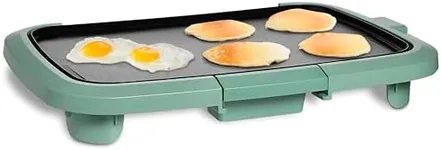 COOK WITH COLOR Electric Griddle 1200W, Nonstick Surface for Pancakes, Burgers, Eggs & More, Removable Temperature Control, Slide-Out Drip Tray, 10" x 16" Cooking Area, Dark Sage