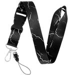 cobee Badge Lanyards with Detachable Buckle, Keychain Lanyard for Women Men Heavy Duty Neck Lanyard Badge Holders Lanyard for Nurse Teachers Office School Supplies(Black White Marble)