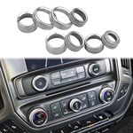 Compatible with Silverado Radio AC Knobs Air Conditioner Switch Button for 2014-2018 Chevy Silverado, Aluminum Alloy, Silver 8pcs