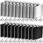 20 Pieces 6 oz Stainless Steel Flask with Funnel Hip Flask for Liquor Leak Proof Camping Drinking Pocket Flasks Black and Silver Flask Set for Men Groomsmen Bridal Women Wedding Party Supplies