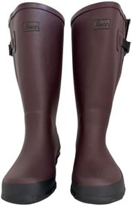 Jileon Extra Wide Calf Womens Rain Boots with Rear Expansion - Fit up to 20" Calves | Designed For Ladies with Wide Feet, Ankles or Calves | Durable and 100% Waterproof Wide Fit Boots, Brown, 6