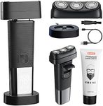 WAHFOX Electric Shaver Wet & Dry Shaver with Charging Stand, Pop-up Trimmer, with Shaving Cream, Rechargeable Shaver