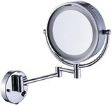 Cavoli Hardwire LED Lighted Wall Magnifying Mirror for Bathroom with 10x Magnification Sliver,9 Inch Round Surface 13" Extendable Arm Polish Chrome