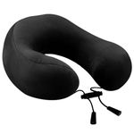 Billebon Super Soft Fiber Filled Neck Pillow for Travel Combo with Premium Eye Mask Neck Rest Pillow with 5 Years Warranty (Black)