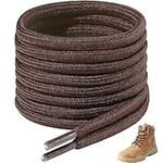 7STROBBS 2 PAIRS Strong Work Boot Laces, Heavy Duty Round Shoelaces for Walking Boots, Trainers Shoes, Hiking Boots, Safety Boots, Thick Shoe Lace Brown 160CM