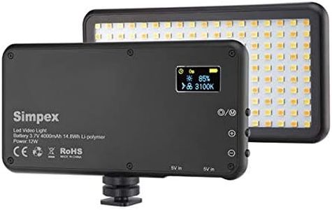 Simpex LED 180 with build in battery. Portable LED video light with color temperature 3200k-560k. Mobile LED video Light
