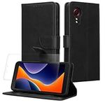 kwmobile PU Faux Leather Case Compatible with Samsung Galaxy Xcover 5 - Wallet Case with Screen Protector - Black
