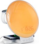 Dekala FullView Smart Wake-Up Light Alarm Clock with Sunrise & Sunset Simulation, App Control, Dual Alarm, Snooze, Multicolour Mood Light, Wireless Charging for Smartphone & Smartwatch