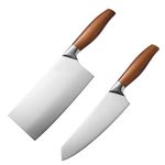 Captoola 7 Inch Kitchen Knife Set Chef Knives German Steel Forged Cleaver Knife Steel Handle (Set of 2)