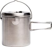 Solo Stove Pot 1800 ml | Incl. Nylon Sack, Lightweight Stainless Steel Backpacking Cookware, Markings for oz and ml, Pour Spout, Lid and Fold-out Handles, 14 x 15,5 cm, Volume: 1,8 L, 354 g