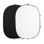 FOTOCREAT 5x6.5ft(1.5x2m) Black White Collapsible Backdrop Double-Sided Collapsible Reversible Pop up Photography Background