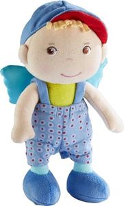 HABA 304104 – Guardian Angel Frido Lucky Charm for Children, Soft Rag Doll with Wings, Gift for Birth Or Christening, Bleu/Beige