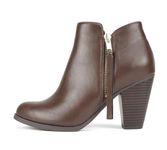 Soda Women's Ages Tassel Zip Chunky Heel Bootie, Brown Pu, 6 UK