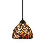 SkyTalent Tiffany Hanging Lamp 7.5 Inch Pendant Light Stained Glass Serenity Victorian Shade Chandelier Ceiling Fixture Decorate Dining Living Room Bedroom Study Office Coffee Bar Hallway Loft