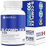 NEW Nutrali B-COMPLEX 100 High Potency Capsules, 9 Complete B Vitamins - B1, B2, B3, B5, B6, B7, B9, B10, B12 for Men and Women, Reduced Stress, Improved Immune Support, Hair, Skin, Nail & Eye Health, and Brain Function – Gluten Free, Non-GMO, Vegan - ...