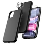 TOCOL 5 in 1 for iPhone 11 Case, with 2 Pack Screen Protector + 2 Pack Camera Lens Protector, Silicone Slim Shockproof Cover iPhone 11 Phone Case [Anti-Scratch] [Drop Protection] 6.1", Black