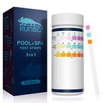 RUNBO 3 in 1 Hot Tub Strips, Swimming and Pool SPA Test Strips kits for Free Chlorine, Bromine, Total Alkalinity and pH. 150 Counts