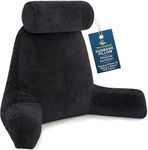 Husband Pillow XXL The Original for Adults - 30" Tall Backrest for Sitting Up in Bed - Firm Support Reading & Bed Rest Pillows for Adults, Neck Roll, Removable Cover - TV - Black