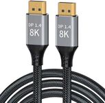 CableDeconn 3M Copper Cord Ultra HD 8K 4K DisplayPort Cable DP 1.4 8K@60Hz 4K@144Hz High Speed 32.4Gbps HDCP 3D Slim and Flexible DP to DP Cable (DP Copper Cord 8K 3Meter)