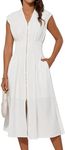 White Dress for Women 2025 Summer V Neck Sleeveless Formal Bridesmaid Wedding Guest Dress Ivory L