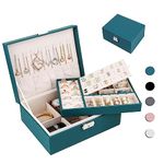 Homtibrm Jewellery Organiser Box for Women Girls, 2-Layer Large Jewelry Storage Case for Necklaces Rings Earrings Bracelets