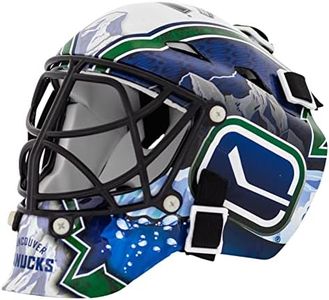 NHL Vancouver Canucks Team Logo Mini Hockey Goalie Mask with Case - Collectible Goalie Mask with Official NHL Logos and Colors