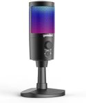 Gemini Sound GSM100USB PC Computer USB Condenser Microphone with RGB LED Lights Headphone Jack Volume and Background Noise Reduction Controls for Live Streaming Podcasting Chat Gaming Twitch Zoom