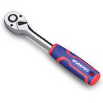 WORKPRO 1/4-Inch Drive Ratchet Wrench, 72-Tooth Reversible Ratchet, Quick-Release 1/4 Drive Ratchet Handle, CR-MO Head, Chrome Plated Finish