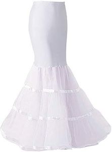 Bridal Crinoline Petticoat for Women Retro Long Mermaid Underskirt White,S/M