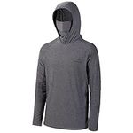 Bassdash UPF 50+ Men’s Long Sleeve Fishing Shirt with Mask UV Neck Gaiter Hoodie Heather Grey