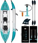Inflatable Kayak 2 Person Adult - BEYOND MARINA Tandem Kayak with Drop Stitch Floor, Touring Kayak with Aluminum Paddles, Seats, Footrests, Pump, Fins, Adventurer 12.5ft