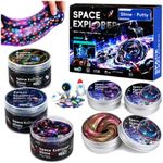 WATERELF Galaxy Slime & Putty Kit for Kids, 6 Full-Size Jars, 3 x 4 fl oz Cosmic Slime and 3 x 3.2 oz Color-Changing Putty with Space Add-Ins, Sensory Gift for Boys and Girls Ages 6+