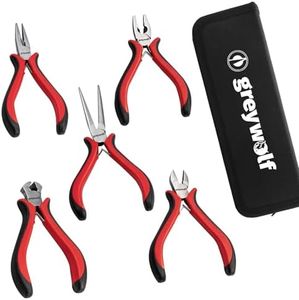 5-piece mini pliers set, small pliers set includes pointed nose, long nose, oblique nose, flat nose and wire cutters with storage bag, suitable for electronic repair and jewelry, DIY tools