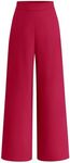 BTFBM Womens Wide Leg Pants Dressy Casual Elastic High Waisted Palazzo Business Lounge Trousers with Pockets(Solid Rose Red, 16)