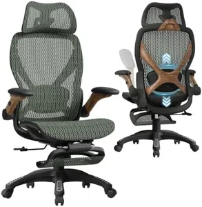 ELABEST X100 Ergonomic Mesh Office Chair with Footrest, Big and Tall Hone Desk Chair with 5D Flip-Up Arms, Adjustable 3D Lumbar Support,Gaming & Executive Computer Chairs