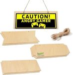 6 PCs Blank Wooden Hanging Sign 25 x 10 cm - Decorative Wood Plaque Ornament for Crafts - Pyrography Craft Wood Sign with Ropes - Unfinished Wooden Signs Slices for Wood Burning, Crafting and Painting