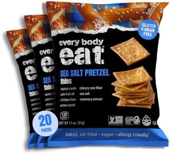 Every Body Eat Snack Thins, Gluten & Dairy Free, Vegan, School Safe Lunch Snacks, Pretzel (20 Single Serve Bags, 1.1oz)
