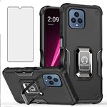 Asuwish Phone Case for T-Mobile Revvl 6 5G 2022 with Screen Protector Cover and Ring Holder Stand Rugged Cell Tmobile Revvl6 T Mobile Revel Tmo Revell Rebel 65G TCL Revll6 TMAF025G Women Men Black