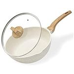 CAROTE Saute Pan with Lid, Non Stick Induction deep Frying pan with Lid for All Hobs, 24cm/2.8 Litre