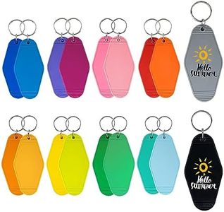 18 pcs Acrylic Vintage Motel Keychain Blank Bulk 18 Colors Rhombus Hotel Keychain for Vinyl DIY Craft Accessories Luggage Tag Making (Multicolor)