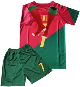 Cdwioe Boys' Soccer Jerseys Kids #7 Football for Boys Girls Youth Soccer Shirts and Shorts Kit Set for 4-13 Years