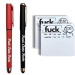 Fresh Outta Fucks Pad and Pen,Funny Sticky Notes Office Supplies,Desk Accessories for Friends Funny Christmas Gifts for Men Women (Black+Red)