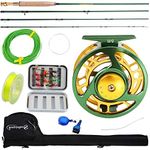 Sougayilang Fly Fishing Rod Reel Combos with Lightweight Portable Fly Rod and Fly Reel,Fly Fishing Complete Starter Package(Green)